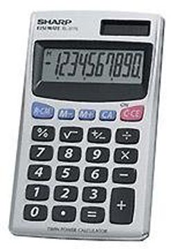 Sharp EL-377SB Twin Powered 10-Digit Handheld Calculator, Extra-Large Display  Display 10 digit, Viewing Angle Flat, Power Supply Solar and Battery, Hard Cover, Percent and Square Root, Metal Case, Batteries Solar / LR1130 x 1, Twin Powered Solar Operation (EL 377SB EL377SB EL-377S EL377S EL-377 EL377 EL 377 377S 377SB)
